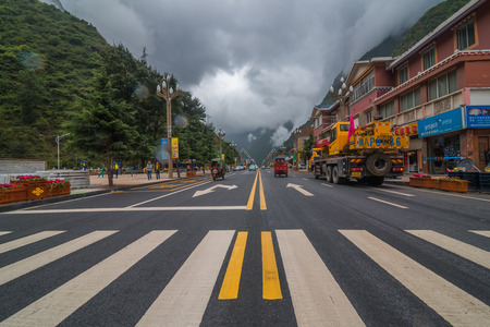 DAOCHENG, CHINA -SEPTEMBER 05, 2016: The Landmark of A view of the building and architecture with uniqueness in China.のeditorial素材