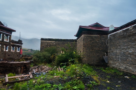 DAOCHENG, CHINA -SEPTEMBER 05, 2016: The Landmark of A view of the building and architecture with uniqueness in China.のeditorial素材