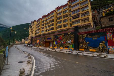 DAOCHENG, CHINA -SEPTEMBER 05, 2016: The Landmark of A view of the building and architecture with uniqueness in China.のeditorial素材