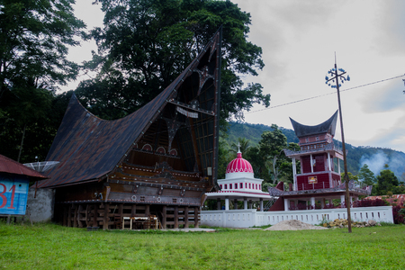 SUMATRA, INDONESIA - 16 SEPTEMBE 2017 : Ethnic traditional Batak House in Toba Lake of Sumatra Indonesia. Batak stands for the ethnic people living in the northern part of Sumatra Island of Indonesia.のeditorial素材