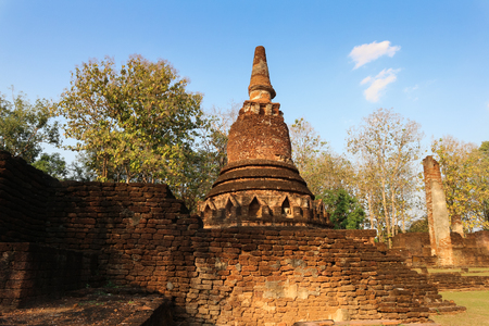the ruin of the temple Wat Phra Kaeo in Kamphaeng Phet Historical Park, Kamphaeng Phet Province, Thailand.の写真素材
