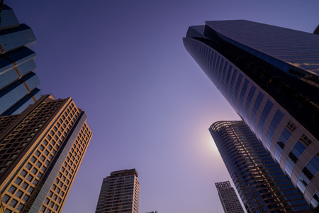 cityscape of modern office building & bridge at Chong Nonsi  in Bangkok, Thailandのeditorial素材