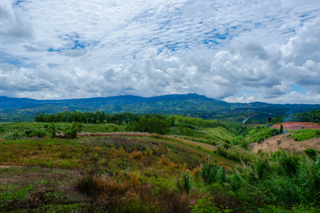 Rural scene with mountains in the backgroundの写真素材