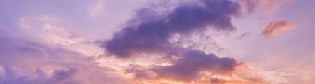 Panorama view of dramatic beautiful nature sunset sky and clouds background