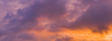 Panorama view of dramatic beautiful nature sunset sky and clouds backgroundの写真素材