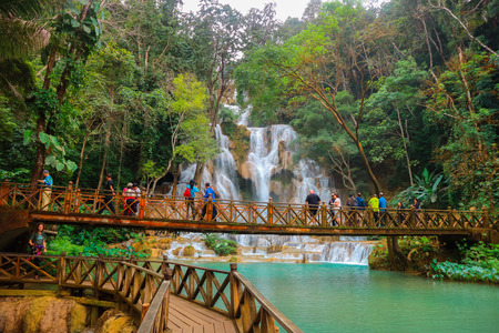 Tat Kuang Si Waterfalls Beautiful landscape in Luang Prabang, Laosのeditorial素材