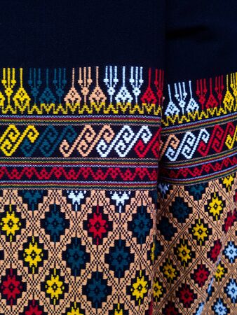 Thai pattern silk fabric, Handmade woven fabrics of Thai silk textile