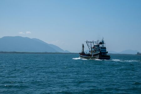 Thai fishing boat at Phangnga Bay, Thailandの写真素材
