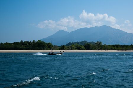 Thai fishing boat at Phangnga Bay, Thailandの写真素材