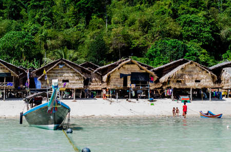 The Moken Sea Gypsy Village at Koh Surin on the Mu Ko Surin National Park, Surin Islands of Thailand.のeditorial素材