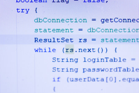 The code in the java programming language. The part of the program code is macroの写真素材
