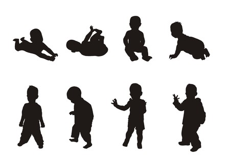 silhouettes of childrenのイラスト素材