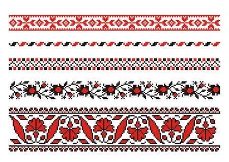 vector ornaments. Ukrainian art borders. Set 5のイラスト素材