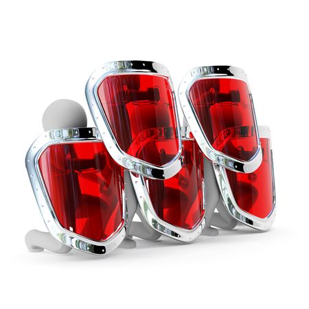 3d abstract security team with shields isolated on white backgroundの写真素材