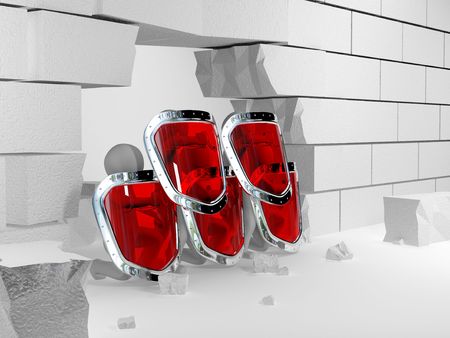 3d abstract security team like a patch in breachの写真素材