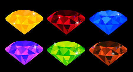 vector set of many-coloured gemsのイラスト素材
