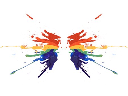 symmetry rainbow paint isolated on white backgroundの写真素材