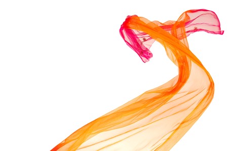 delicate light fabric isolated on white background の写真素材