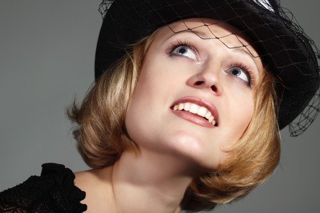 lady charming with black hat