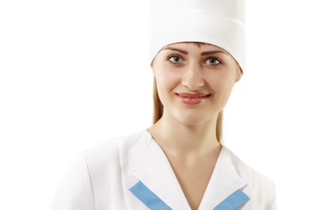 doctor female cheerful attractive isolated on white backgroundの写真素材