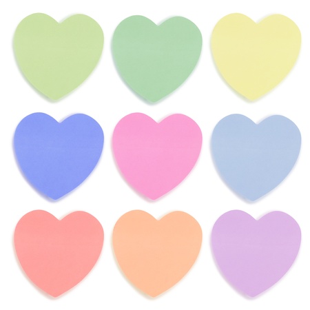 hearts of paper isolated on white の写真素材