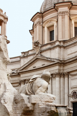 fountain of Four Rivers in Rome, Italy の写真素材