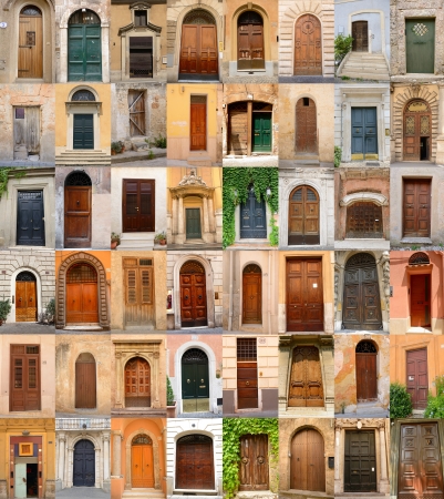 doors in Italy, collection of different beautiful ancient door in italian cities, architectural detailsの写真素材