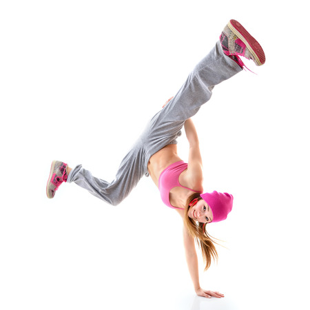 Teen girl hip-hop dancer over white background Teen girl hip-hop dancer over white background