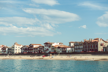 Landscape of Saint-Jean-de-Luz, France. Panoramic of luxure French balneological resort Saint Jean de Luz, Aquitaine.の写真素材