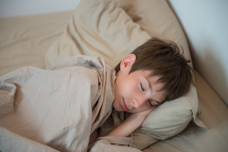 Adorable boy sleeping at home. Healthy child sleep. Sweet dreamsの写真素材