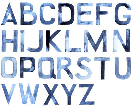 Watercolor alphabet. Latin ABC, hand drawn design element, vector illustrationのイラスト素材