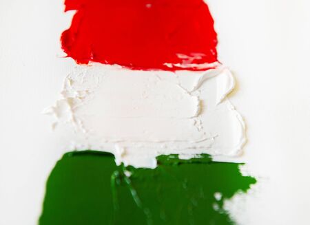 Painted flag of Italy. Italian tricolor. Abstract vivid green white red background, oil on canvas,...