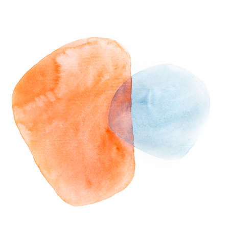 Blue orange composition isolates on white, abstract watercolor art background, design element.の写真素材