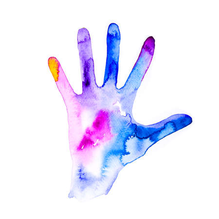 Hand of vivid colored watercolor painting, illustration ideal for t-sirt print, postersの写真素材