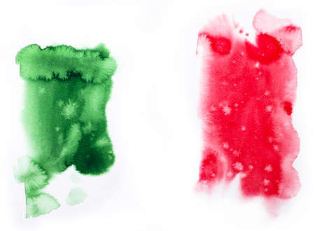 Italian republic day watercolor painting. Hand drawn illustration in colors of Italian national flag, artistic abstract background, beautiful design elementの写真素材