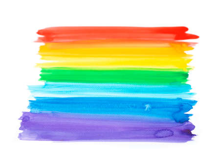 Vivid rainbow watercolor painting, artistic abstract background, beautiful design elementの写真素材