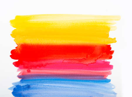 Vivid multicolored watercolor painting, artistic abstract background, beautiful design elementの写真素材
