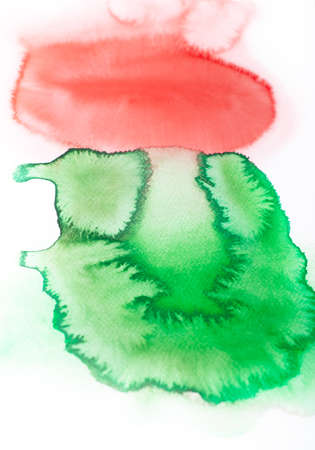 Green and red watercolor painting, artistic abstract background, beautiful design elementの写真素材