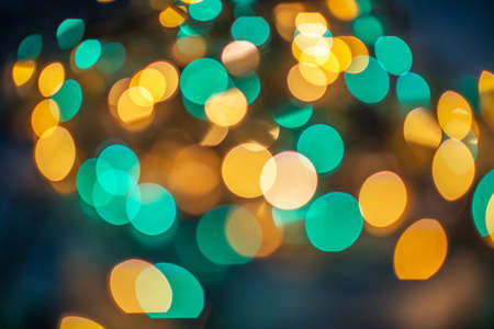 Beautiful decor with Christmas  lights, blur holiday night abstract backgroundの写真素材
