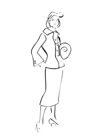 Fashion woman abstract portrait, line art, quick sketch, vector fashion illustrationのイラスト素材