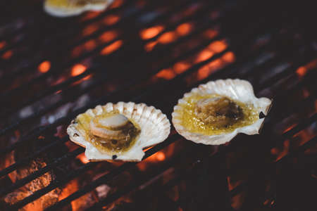 Street food at night in Vietnam | Ember stove in the winter night | Seafood bbq