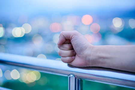 Hand sign body language beautiful bokeh fist fightingの写真素材