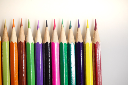 Color pencils white background colorfulの写真素材