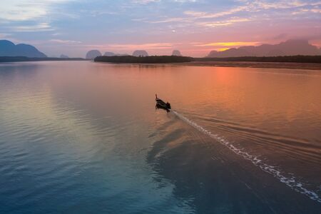 Beautiful Sunrise aerial view landscape Phang nga sam chong Thailandの写真素材