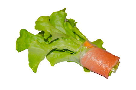 Salad roll have Crab tomato and Vegetable in box glass.の写真素材