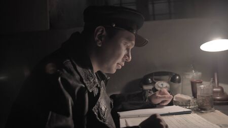 NKVD officer interrogates a prisoner, USSR time
