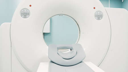 Bright room with modern MRI machineの写真素材