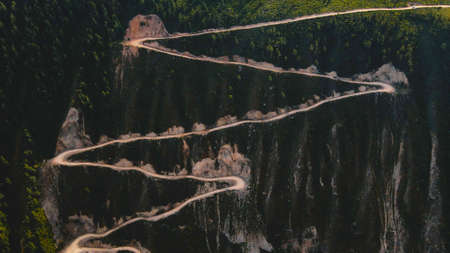 Katu Yaryk mountain pass with the river of Chulyshman flowing in the valley. Altai Republic, Russiaの写真素材