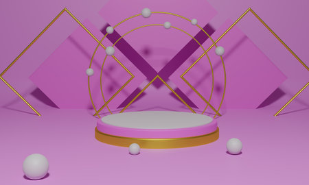 Pink podium and minimal abstract background for product, 3d render geometric shape, Stage for award...