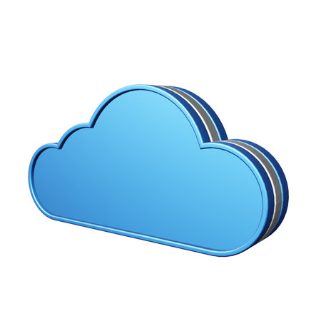 Blue cloud icon on white background. Isolated 3D illustration.の写真素材
